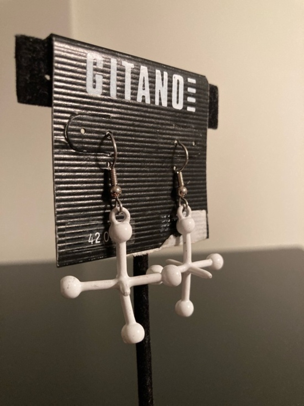 Gitano White Cross Drop Dangle Earrings